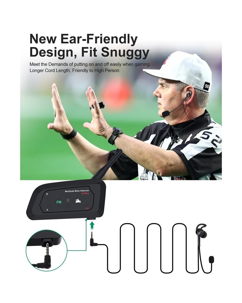 Referee Headset, Referee Communication System Sets 3 Person Full Duplex Footb...