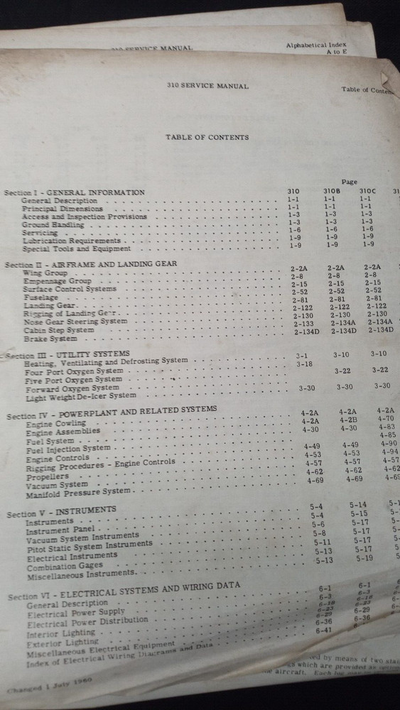Cessna 310 service manual (1960)