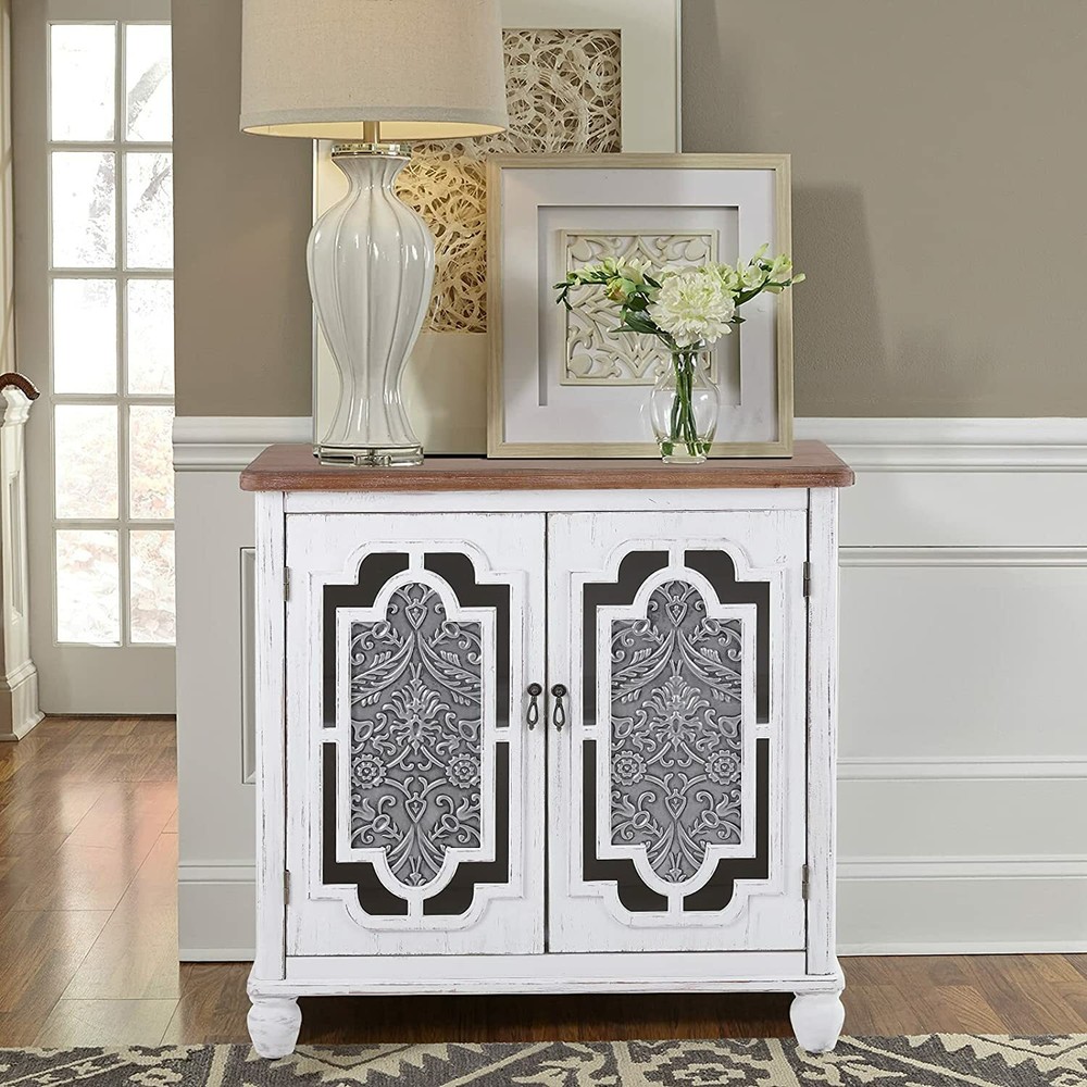 Accent Storage Cabinet 2 Doors Decorative Cabinet Buffet & Sideboard White