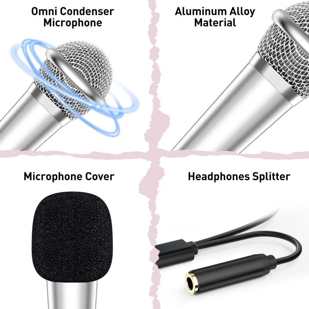 2PCS Mini Microphone for iPhone iPad Small ASMR Tiny Microphone for Video Rec...