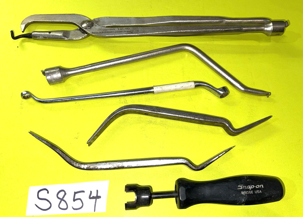 SNAP-ON TOOLS 6 PC. BRAKE SPRING PLIERS, TOOL,ADJUSTERS, BLEEDER, RETAINER TOOLS