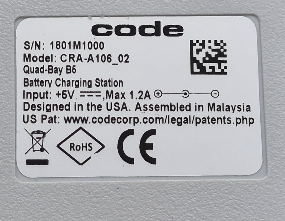 Code CRA-A106 Quad-Bay Battery Charge Station w/ 4 Batteries