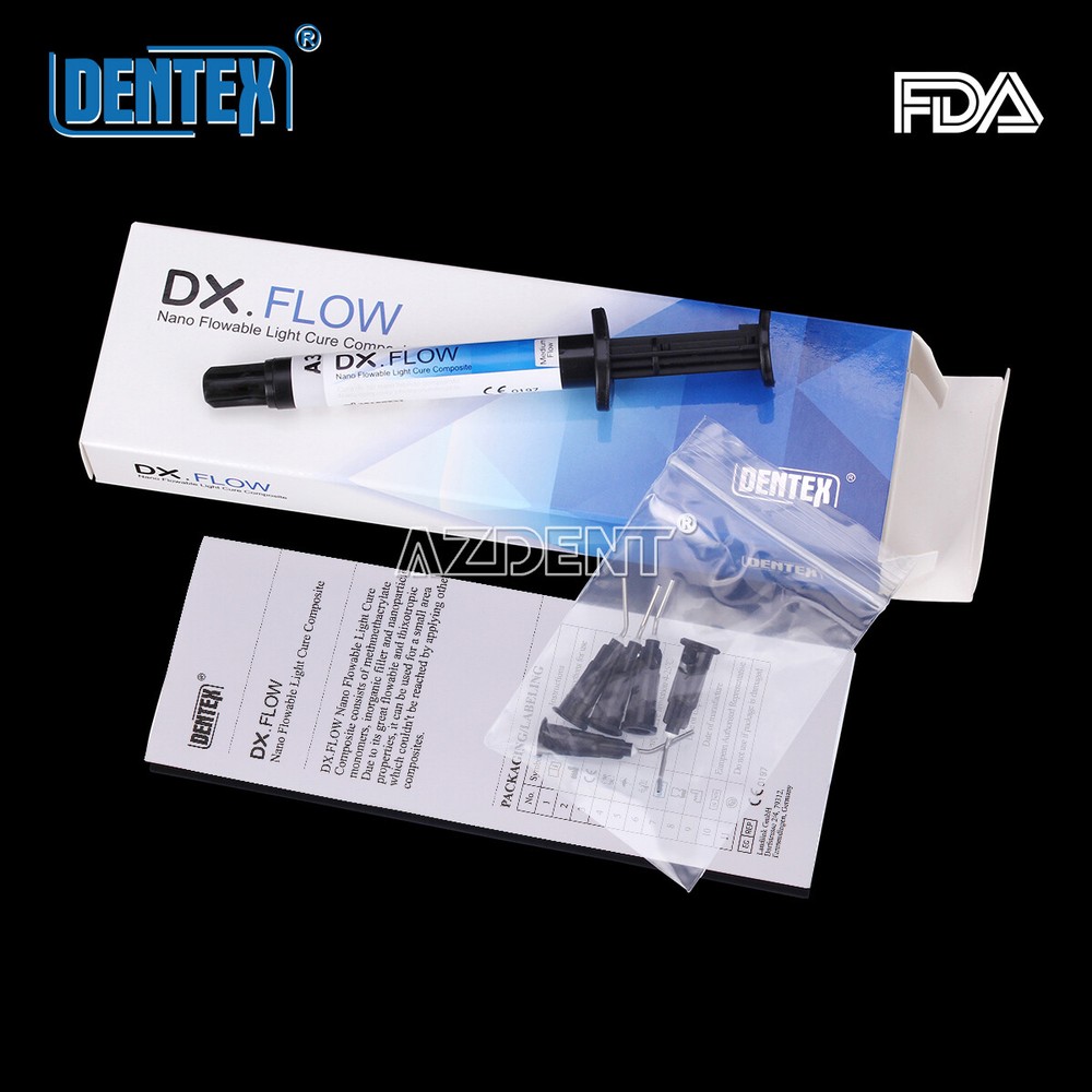 Dental Flowable Medium Flow A3 Light Cure Composite DENTEX DX.FLOW+5tips