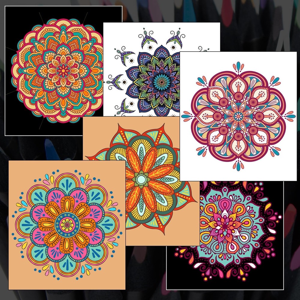 72-Color Colored Pencils Set with Mandala Coloring Sheets, Eraser, Sharpener ...