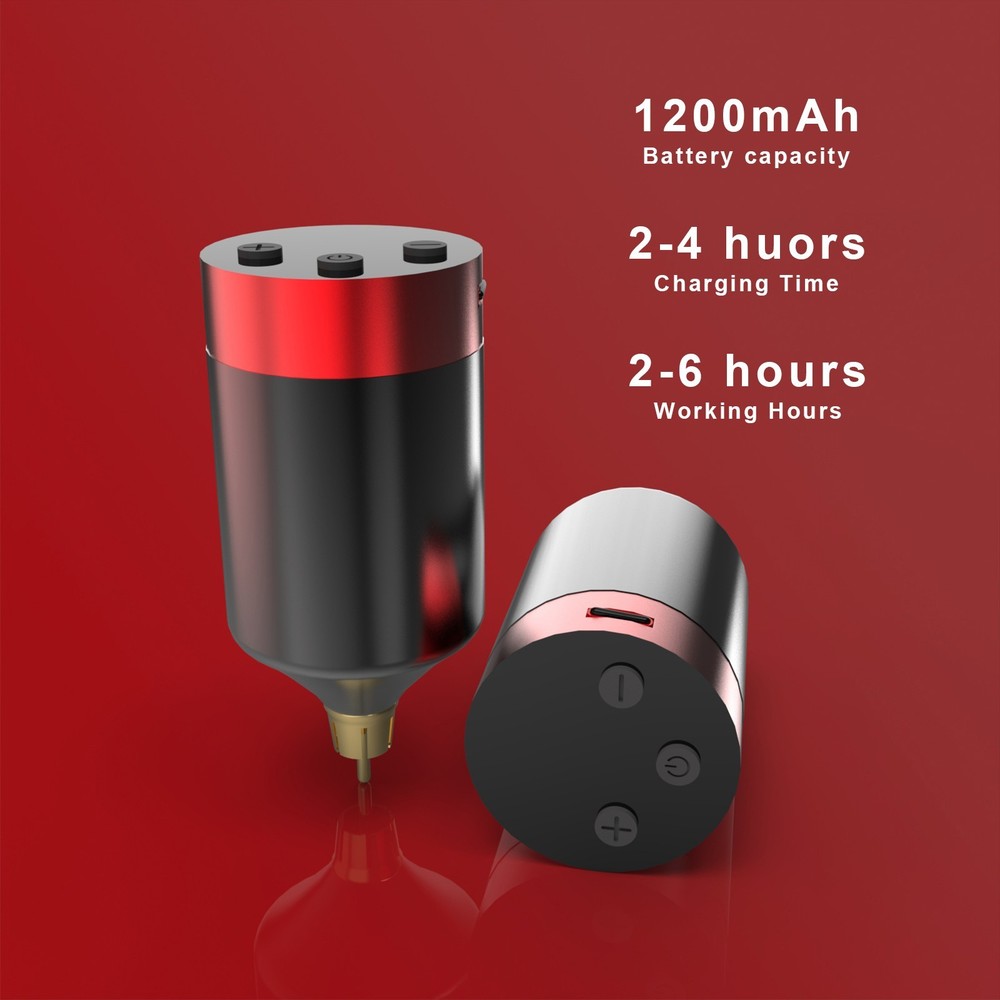 Beginner Wireless Red Tattoo Machine Kit Includes Power Supply Needles and Ink