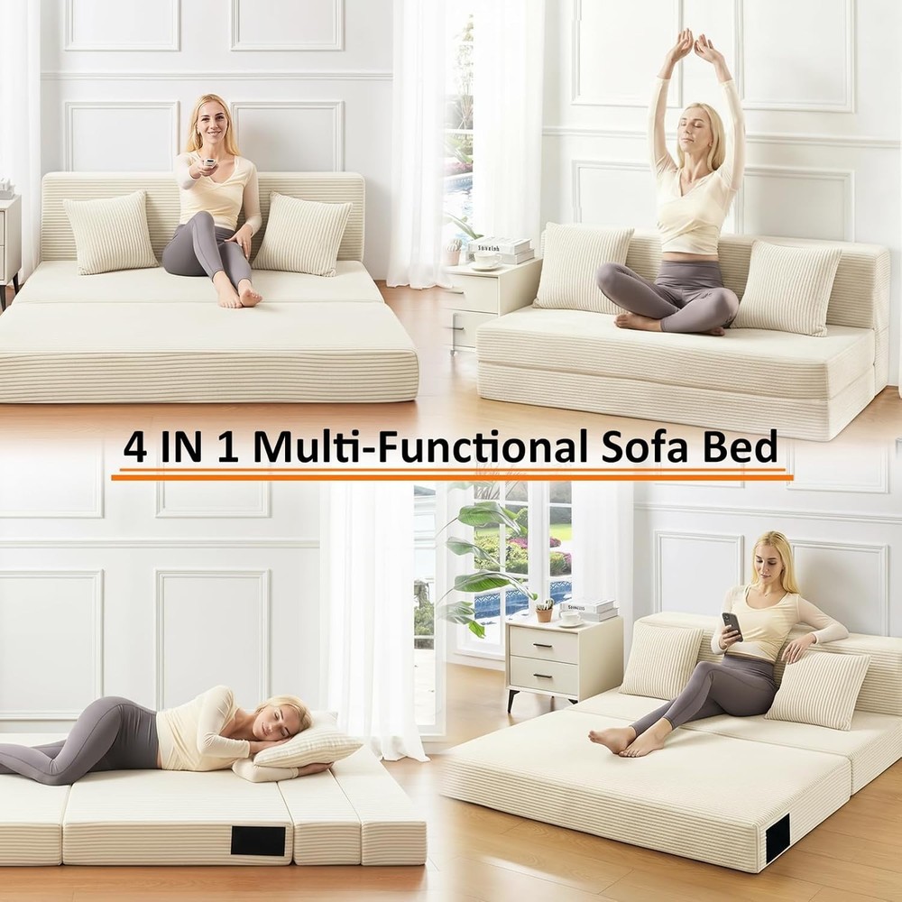 Modern Space-Saving Folding Sofa Bed - Luxury Memory Foam Convertible Couch
