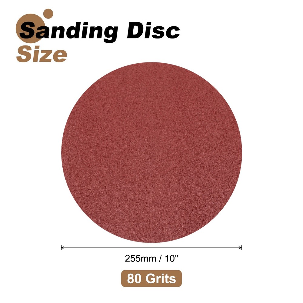2pcs 10" Hook and Loop Sanding Discs 80 Grits Aluminum Oxide Sandpapers