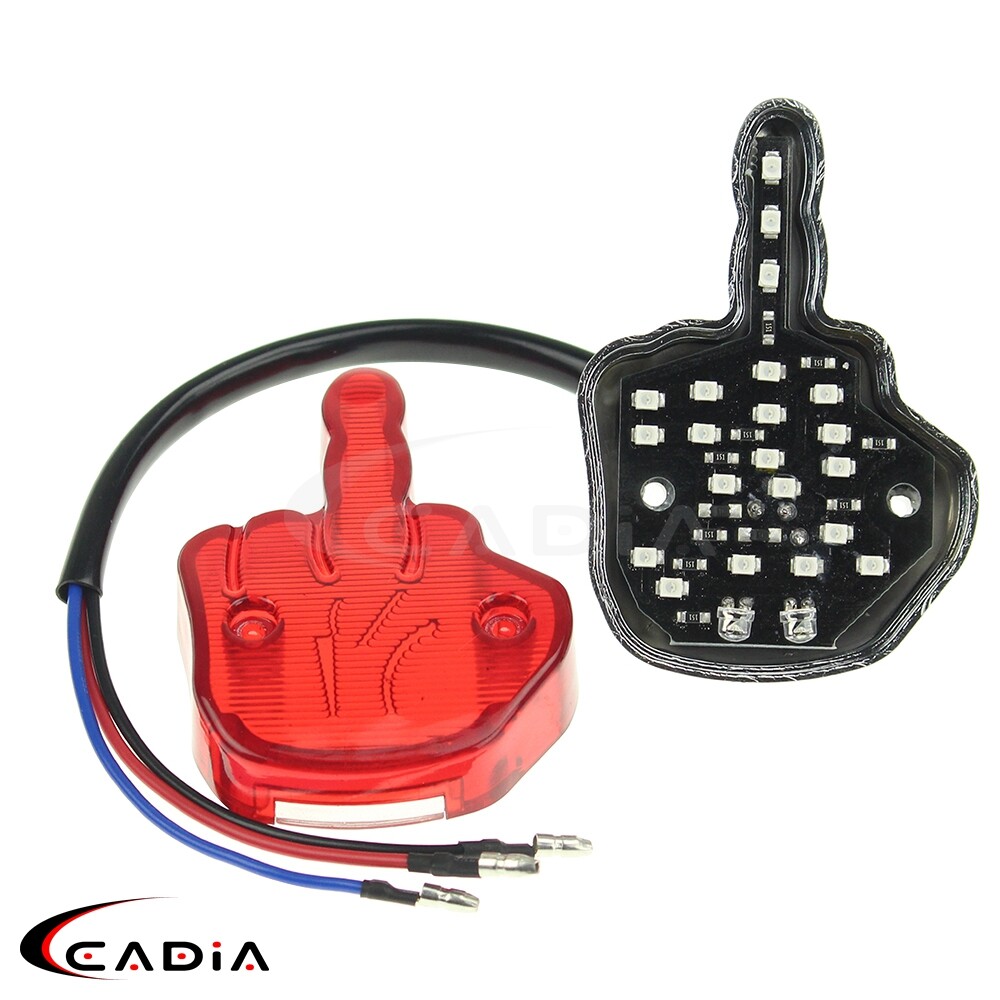 LED Tail Light Motorcycle Middle Finger Brake Light Red Lamp Universal For Haley