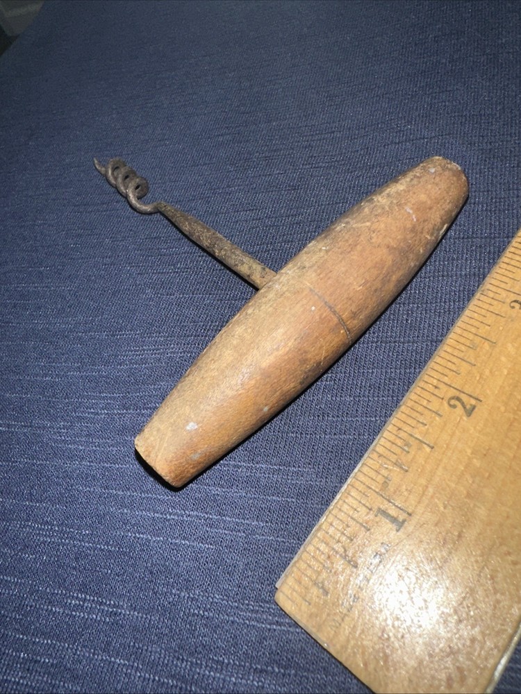 Vintage Corkscrew With Wood Handle.