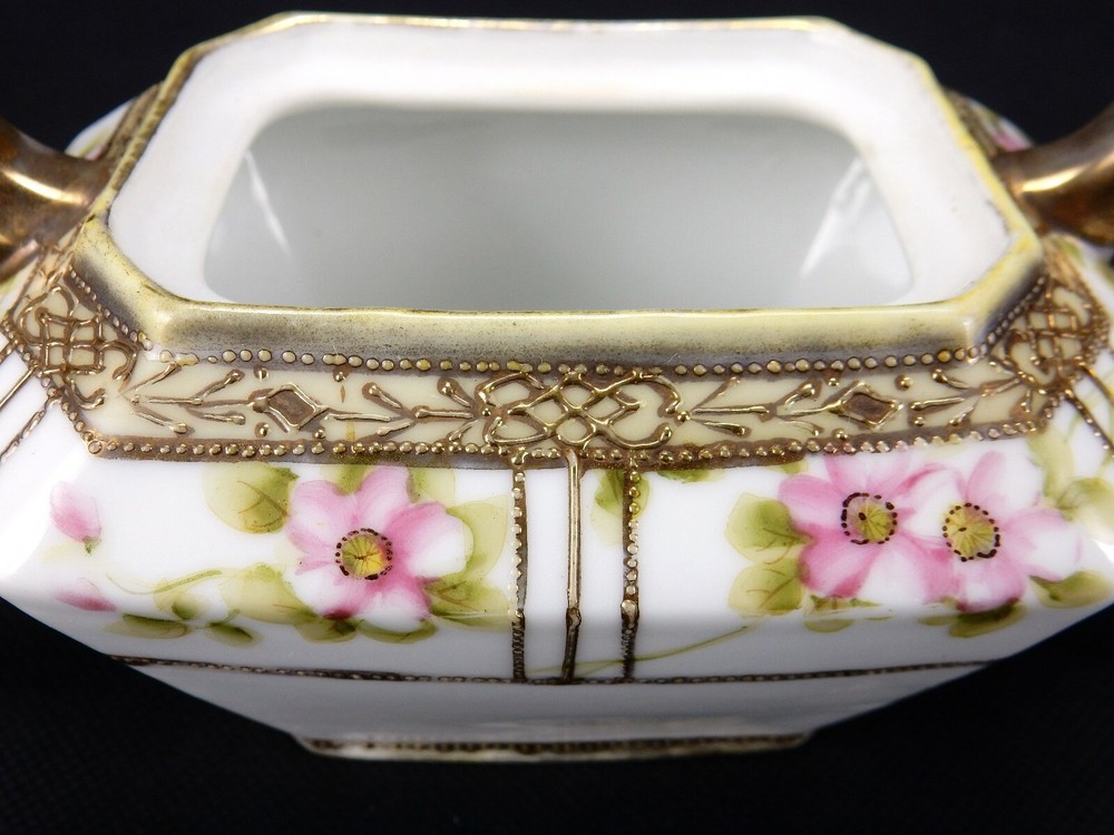 Nippon Creamer & Sugar Bowl, Hand Painted Nippon Rectangular Creamer & Sugar