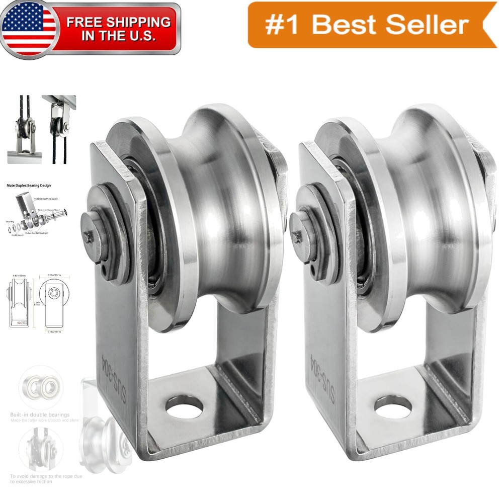 2-Pack Heavy-Duty Wall-mounted Pulleys with Smooth Bearings for Easy Lifting
