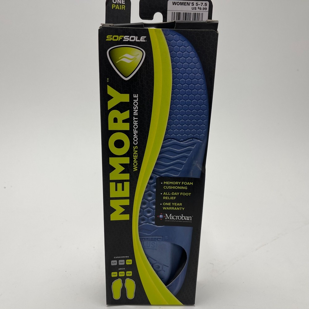 SofSole Memory Insole Moldable Womens size 5-7.5 Arch Support Cushioning
