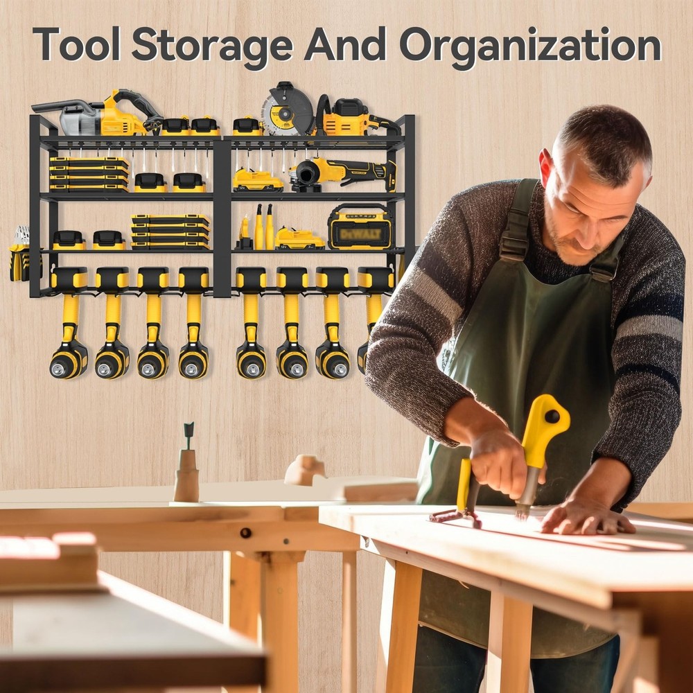 Power Tool Organizer Wall Mount, 4 Layer Heavy Duty Metal Power Tool Storage ...