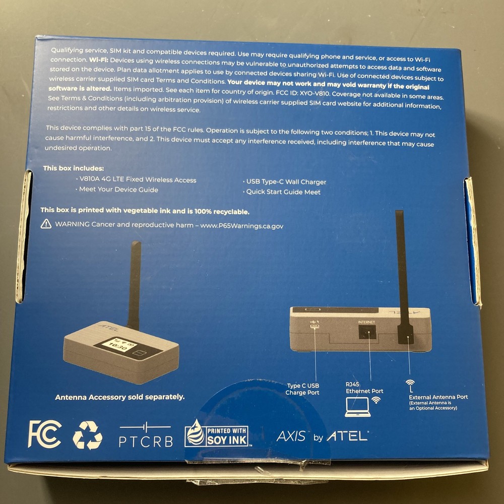 ATEL Axis 1 4G LTE Fixed Wireless Access V810A Complete In Box