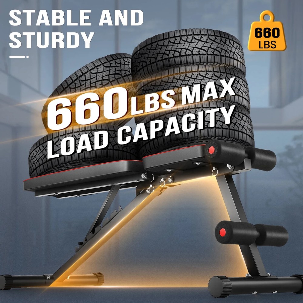660LBS Weight Bench Foldable Workout Bench Press 8-Adjustable Backrests Home Gym