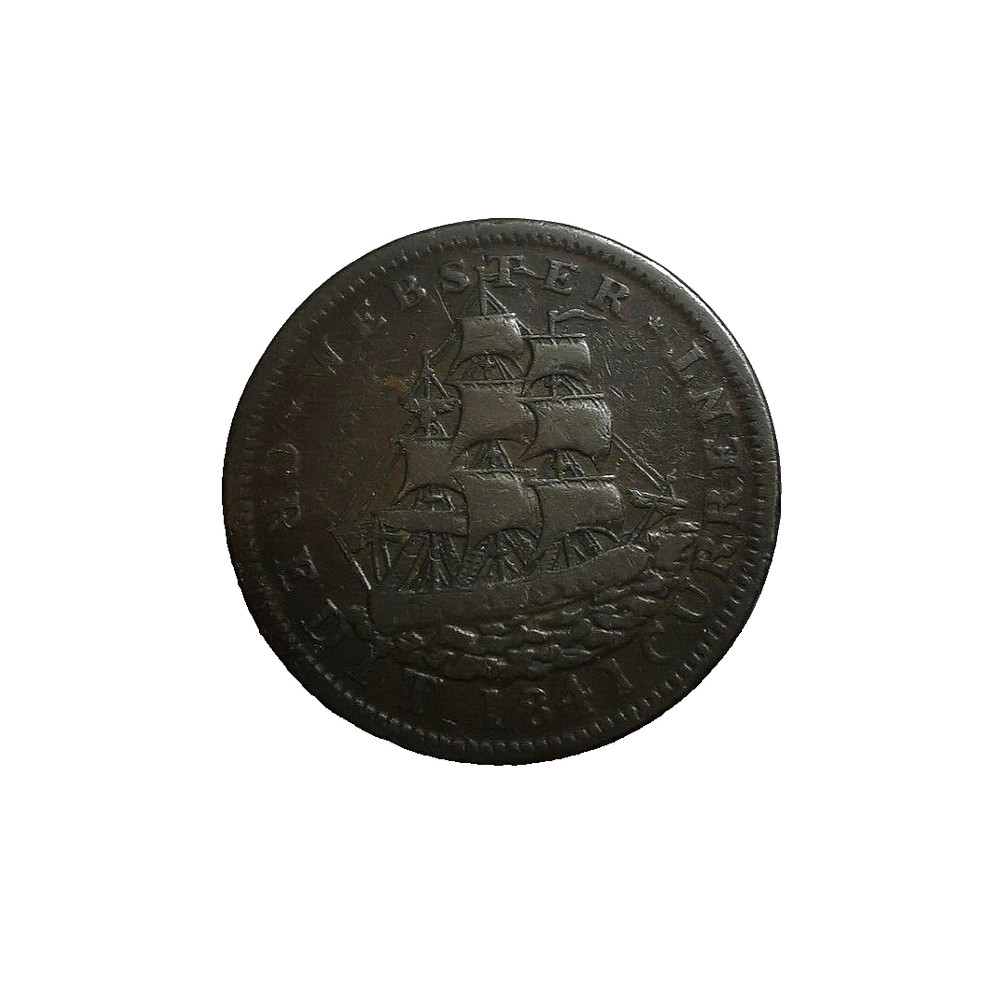1841 US Hard Times Token - Van Buren / Webster Ship Token  HT-20