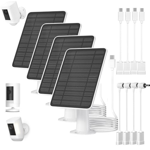 5W Solar Panel for Ring Camera, Solar Panel Charger Compatible for Ring-4 Pack