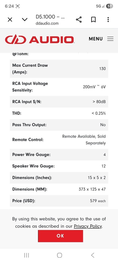 DD Audio D5.1000 5-Channel