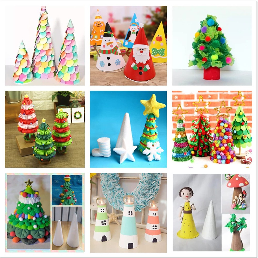 2 Pack 15.7" Foam Cones DIY Polystyrene Christmas Tree Craft Cones