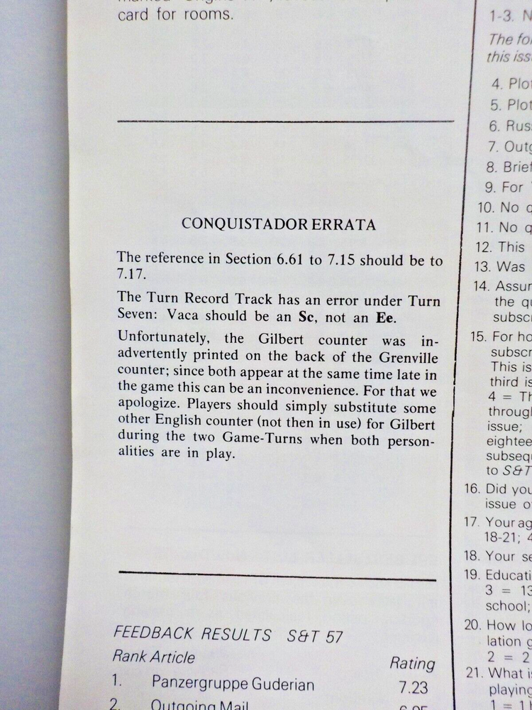 C0625 1976 Simulation Publications "Conquistador (Subscription Ed.)" (Incomp.)
