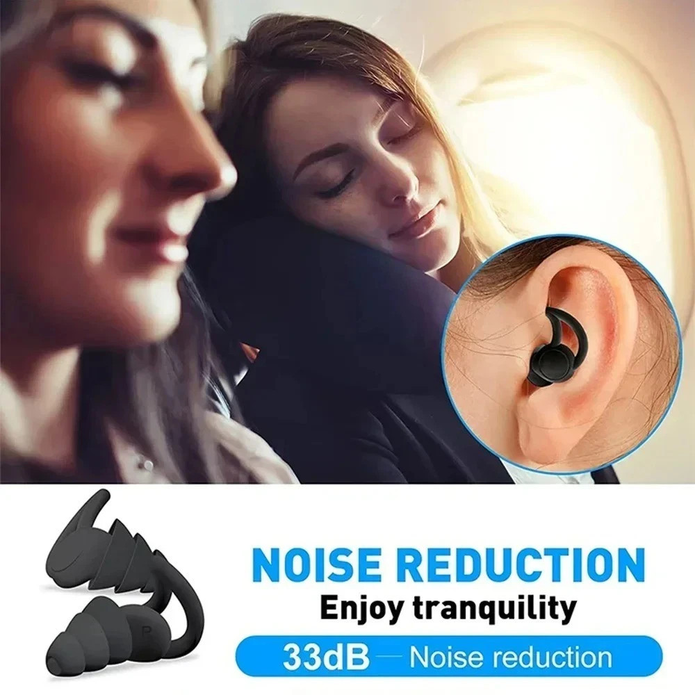 Silicone Ear Plug Waterproof For Sleeping 3 Layer Noise Cancelling Reusable Soft