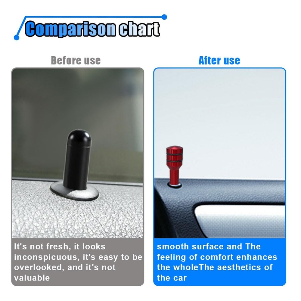 4PCS Car Door Lock Knobs, 1.92" x 0.44'' Safety Auto Inner Pull Red