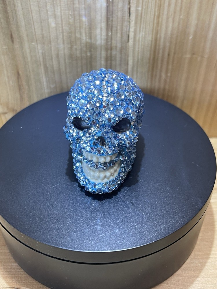 Blue Handmade Rhinestone 2.5” Skull