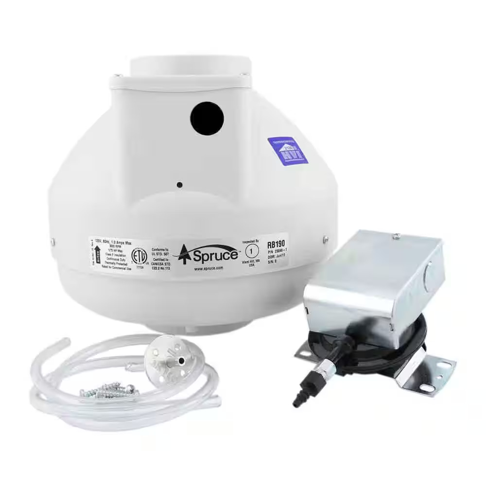 SDB190P 148 CFM 4 In. Inline Duct Boosting Fan Kit with Pressure Sensing Switch