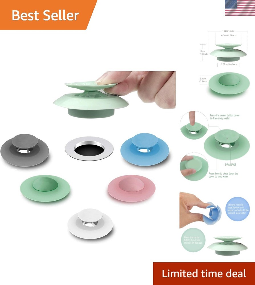Durable 5-Pack Silicone Drain Stopper & Strainer Set - Protects Against Debris