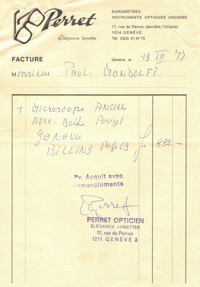 ANTIQUE MONOCULAR MICROSCOPE, 1875