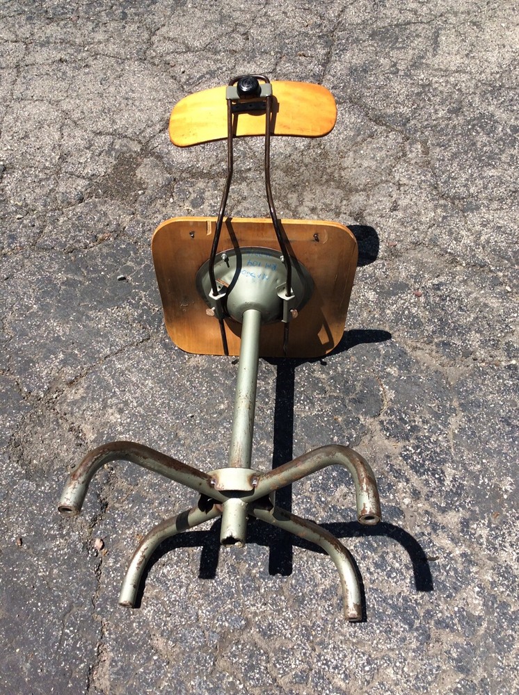 Vintage Adjustrite Wood / Metal Stool.