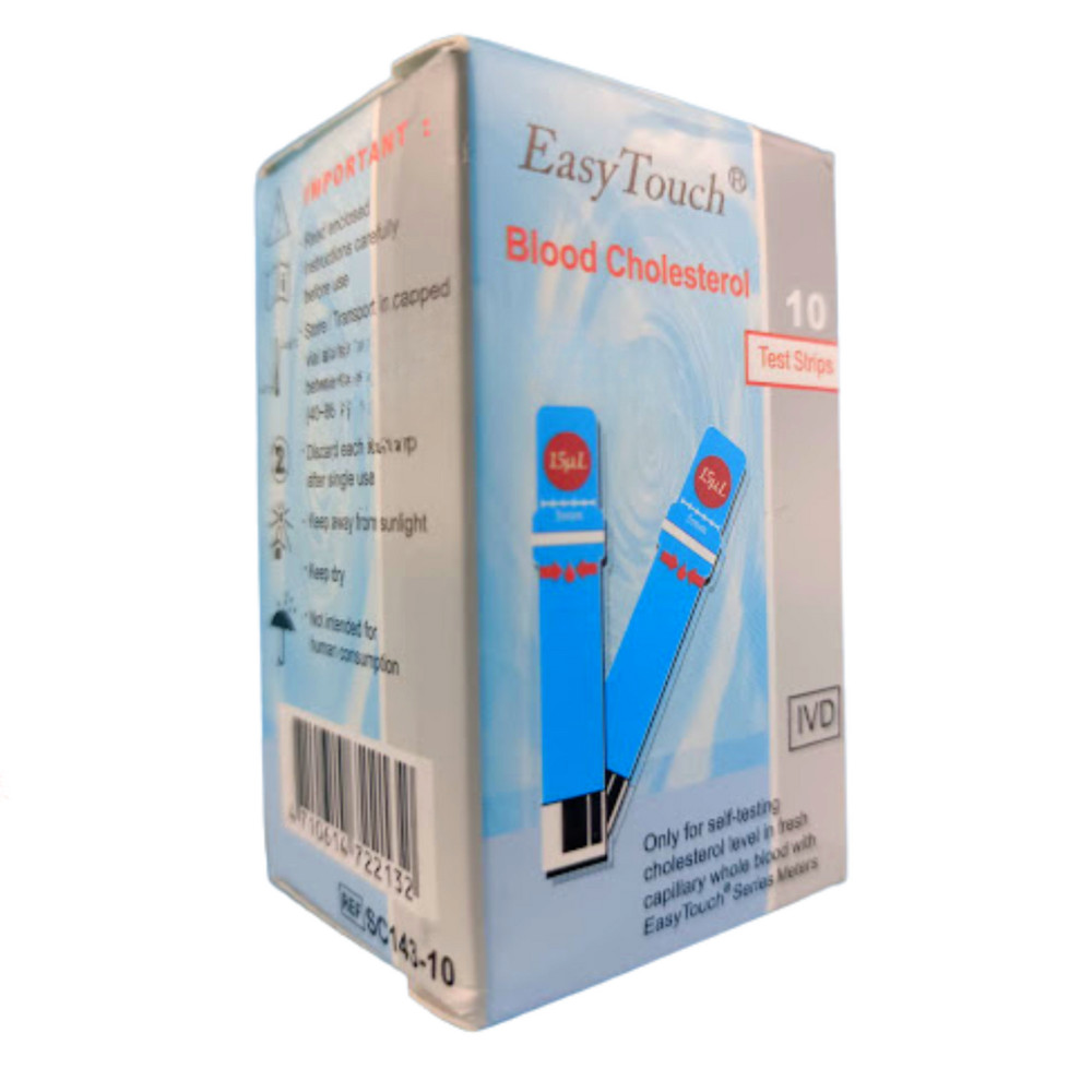 Original New 10 Test Strips Easy Touch For Cholesterol Level Check