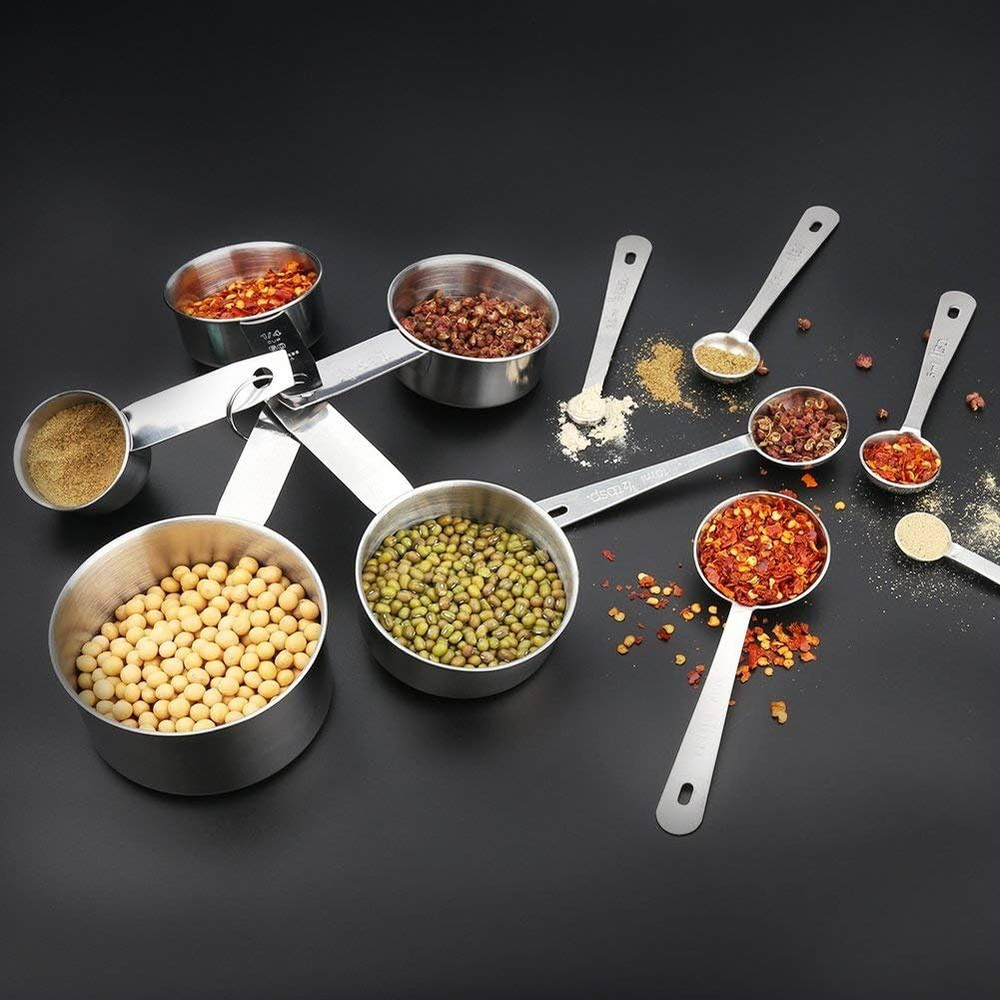 11PCS Stainless Steel Measuring Cups & Spoons Set Stackable for Cooking