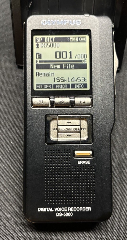 Olympus DS-5000 Portable Digital Voice Recorder w Dock TESTED WORKING