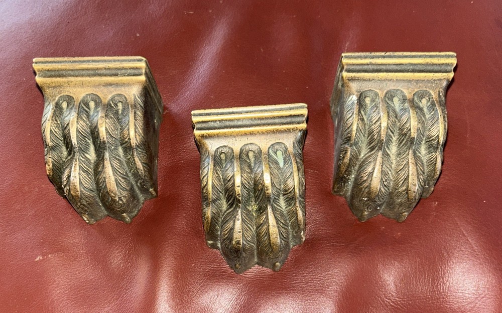 3 Vintage Brass Table Claw Feet