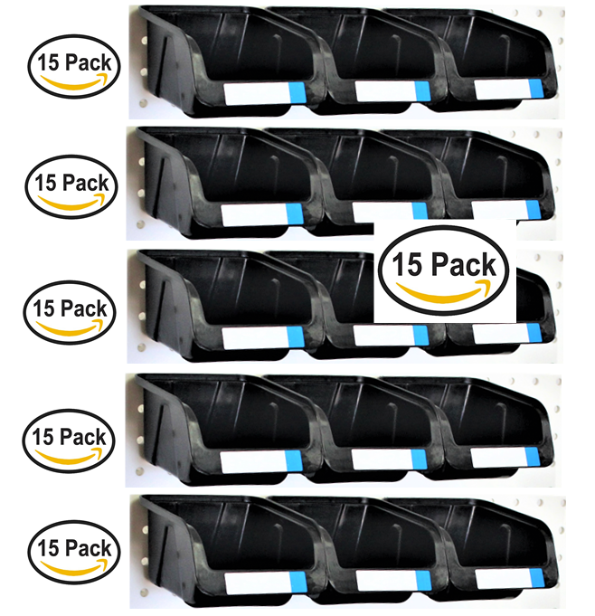 WallPeg Pegboard Bins - 15 Pc. Kit Hooks to Standard Peg Board Panel Workbench