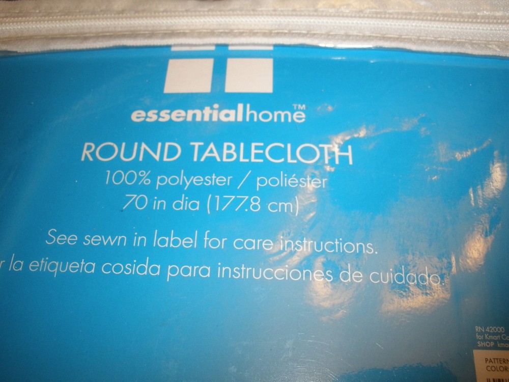 NEW Essential Home Round Tablecloth BLACK 100% polyester 70" diameter (O70)