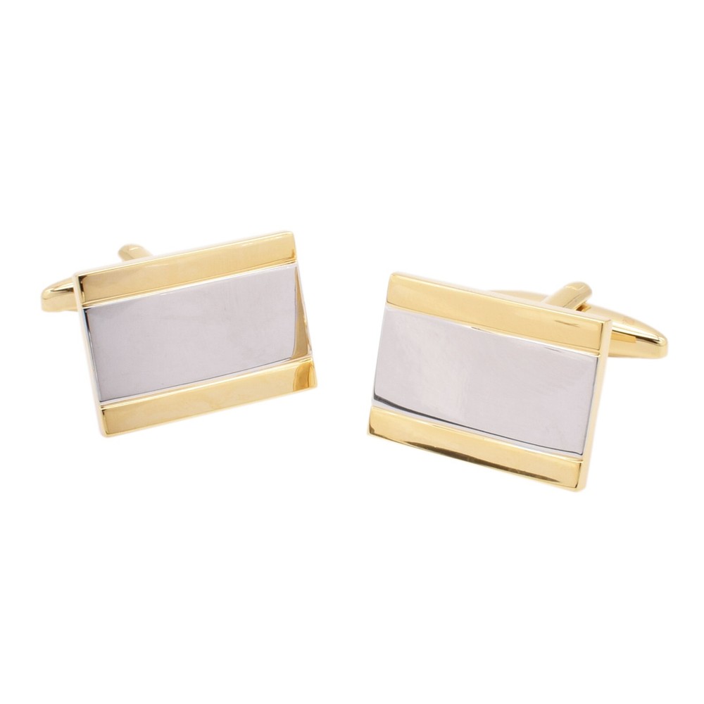 Two Tone Rectangle Cufflinks Presented in a Gift Box