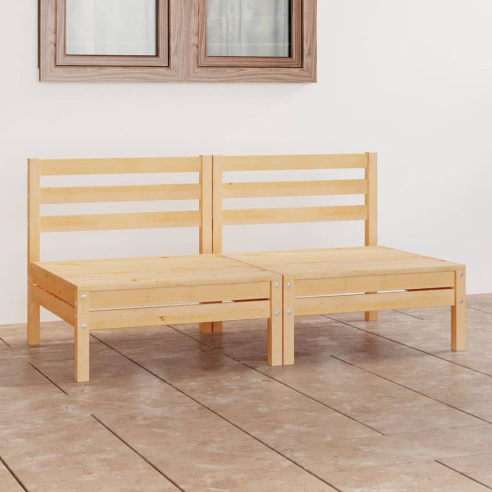 Garden Sofa Natural wood Solid pinewood Medium Modular