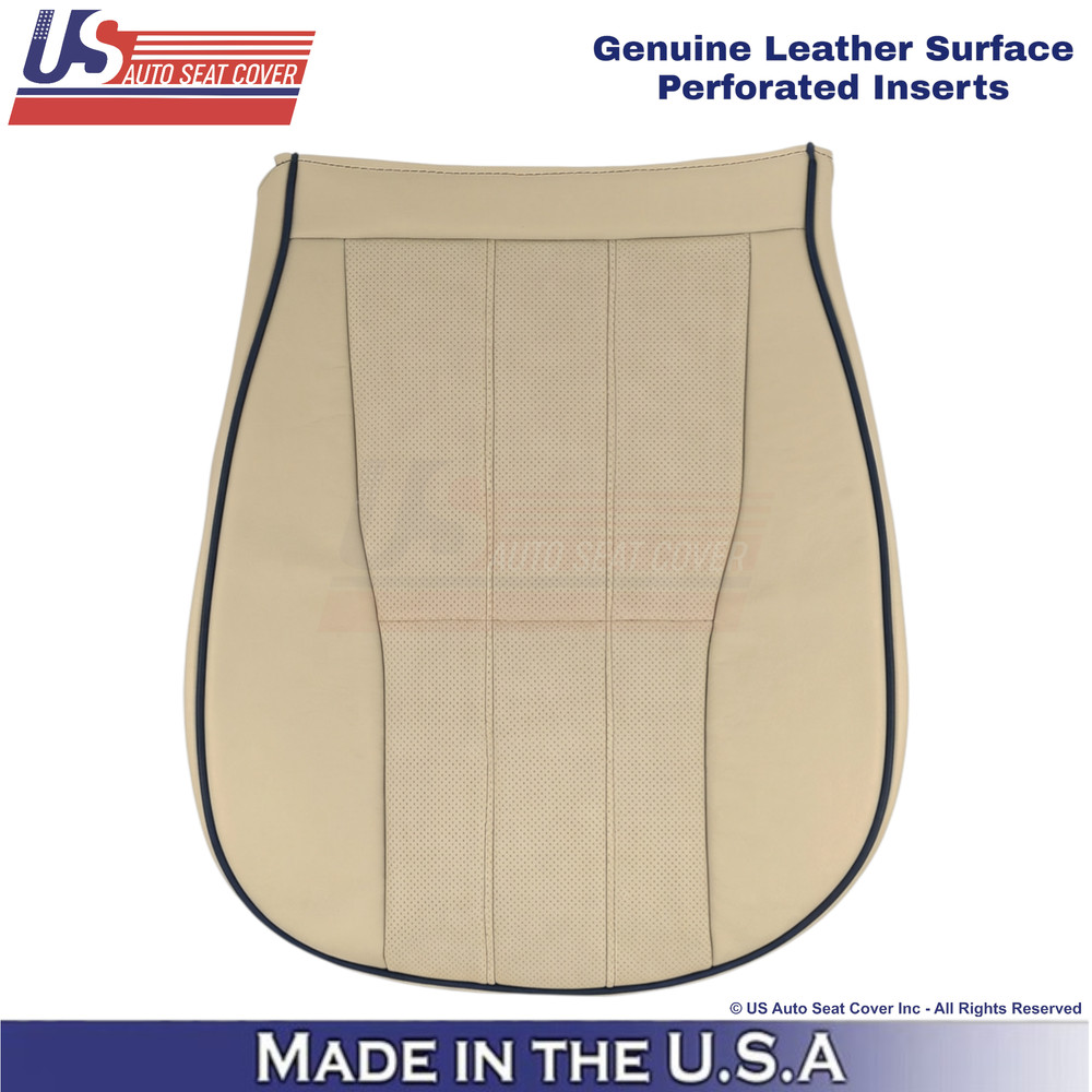 2002-2012 For Range Rover Leather Perf Driver Bottom Cover Parchment w/ Navy Pip