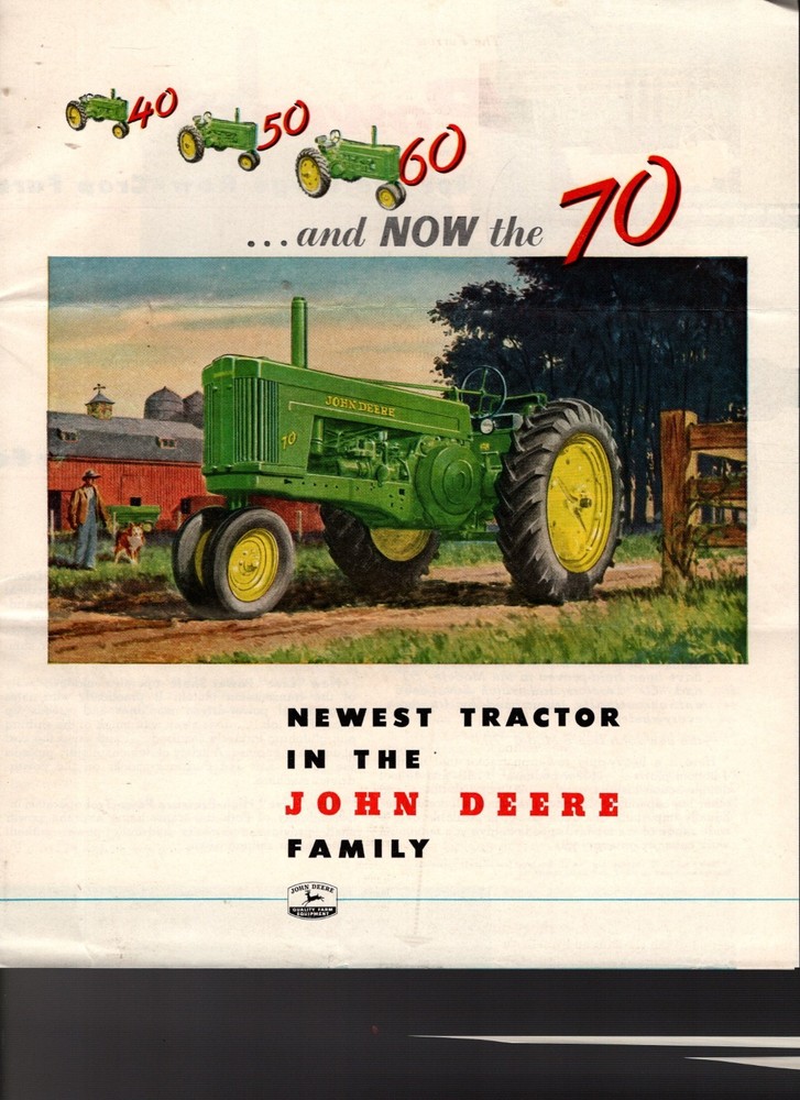 1953 John Deere Model 70 Tractor sales brochure