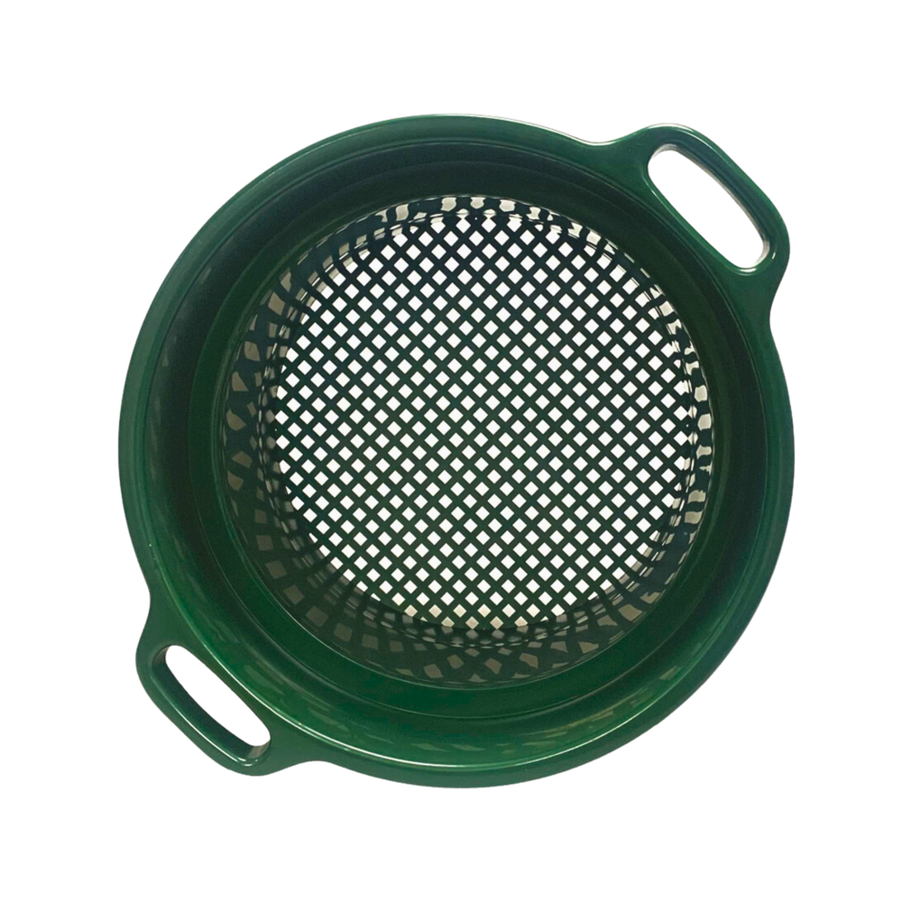 1/4" Mesh Classifier | 6" Deep | Green Plastic Screen With Handle | Stackable