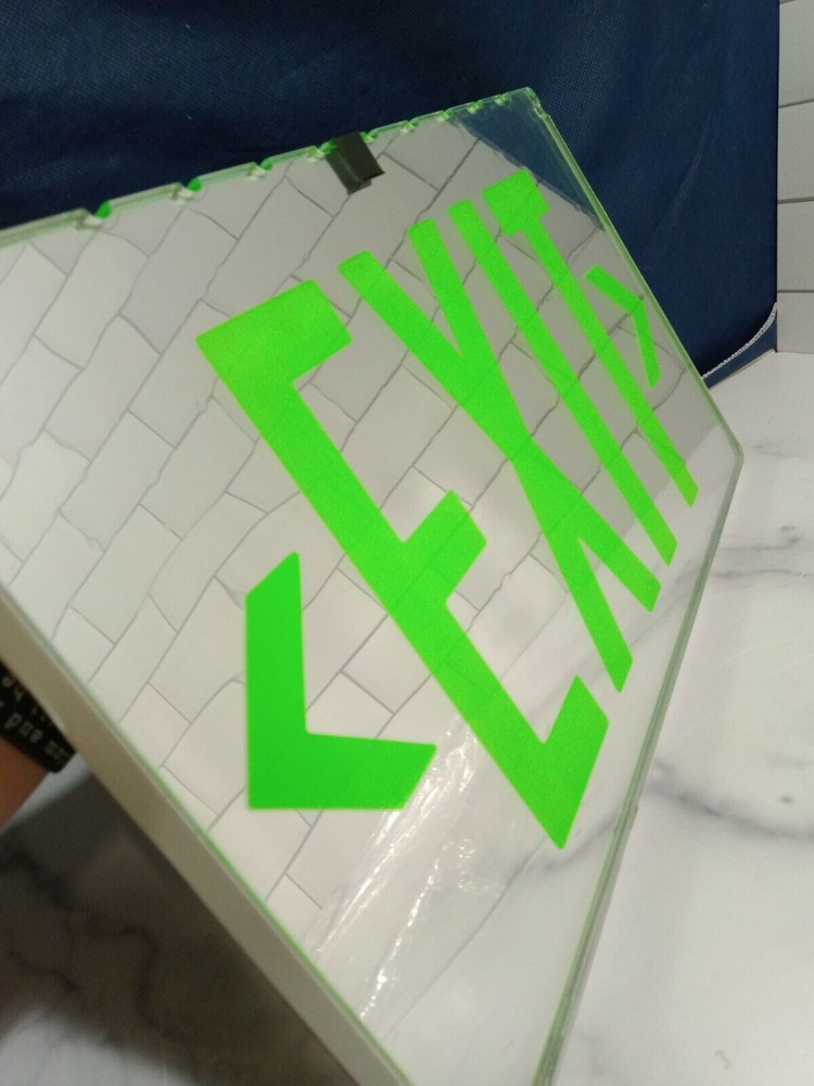 LED EXIT/ SIGN-Edge/Lit Led Exit Sign/ Green Double Faced Mirrored