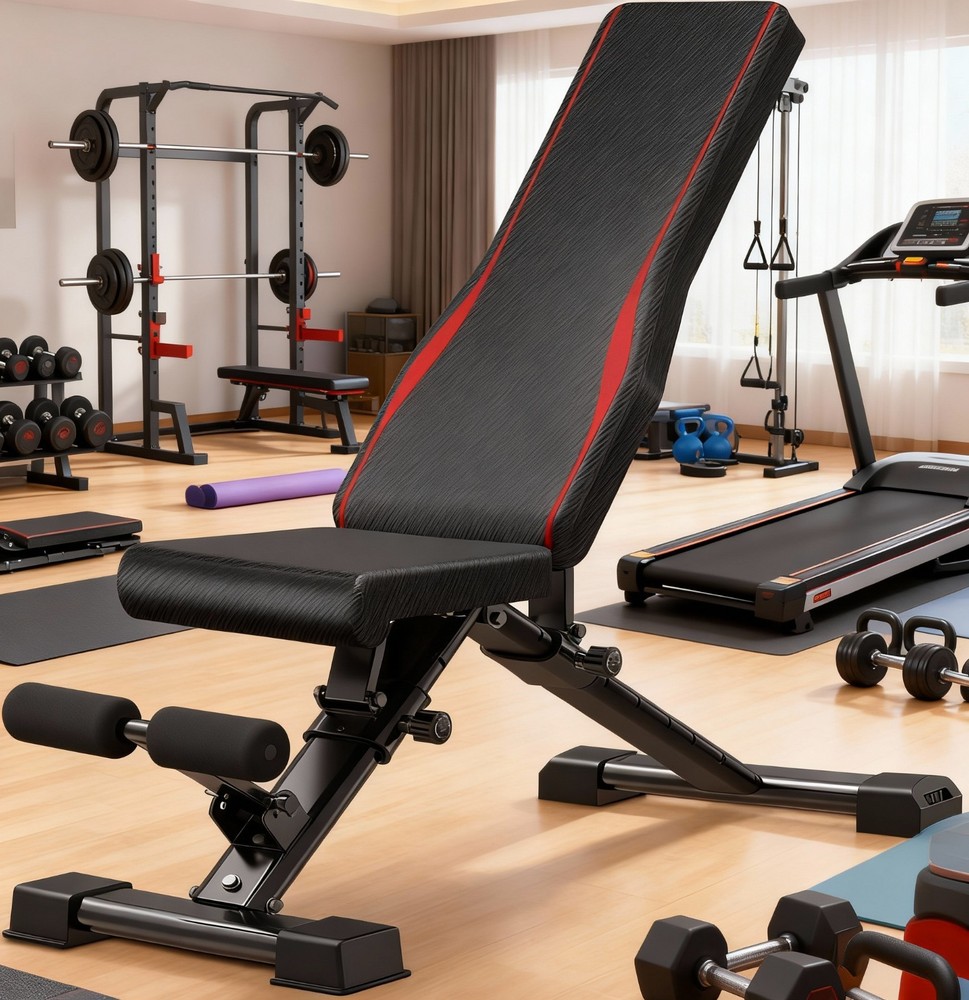 Adjustable Weight Bench Foldable Workout Bench w/18.5" Seat Height Easy Assembly