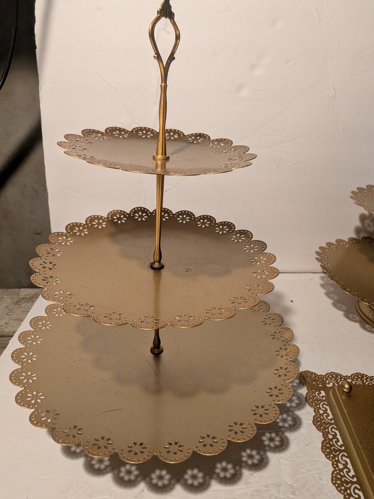 Gold Painted Food Display Set