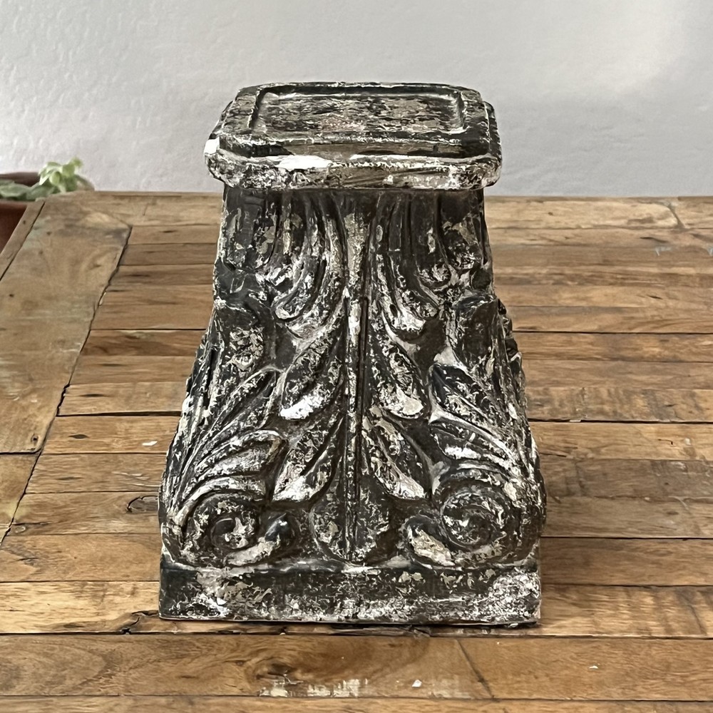 Vintage Corinthian Style Column Pedestal Base 9" Scroll Design