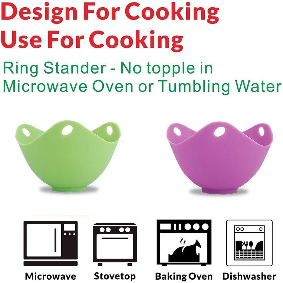 Egg Poacher With Flat Bottom Silicone Egg Poaching Cup Egg Pod Poached Egg Maker