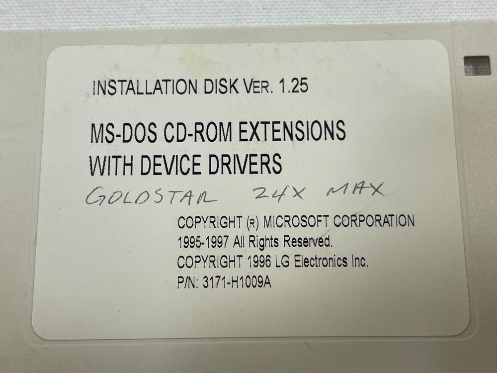 Vintage 1997 Microsoft MS-DOS CD-ROM Extensions with Device Drivers Install Disk