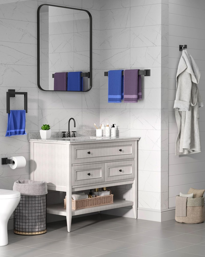 5-Pieces Bathroom Hardware Set & Accessories, Rustproof Towel Racks for Bathr...