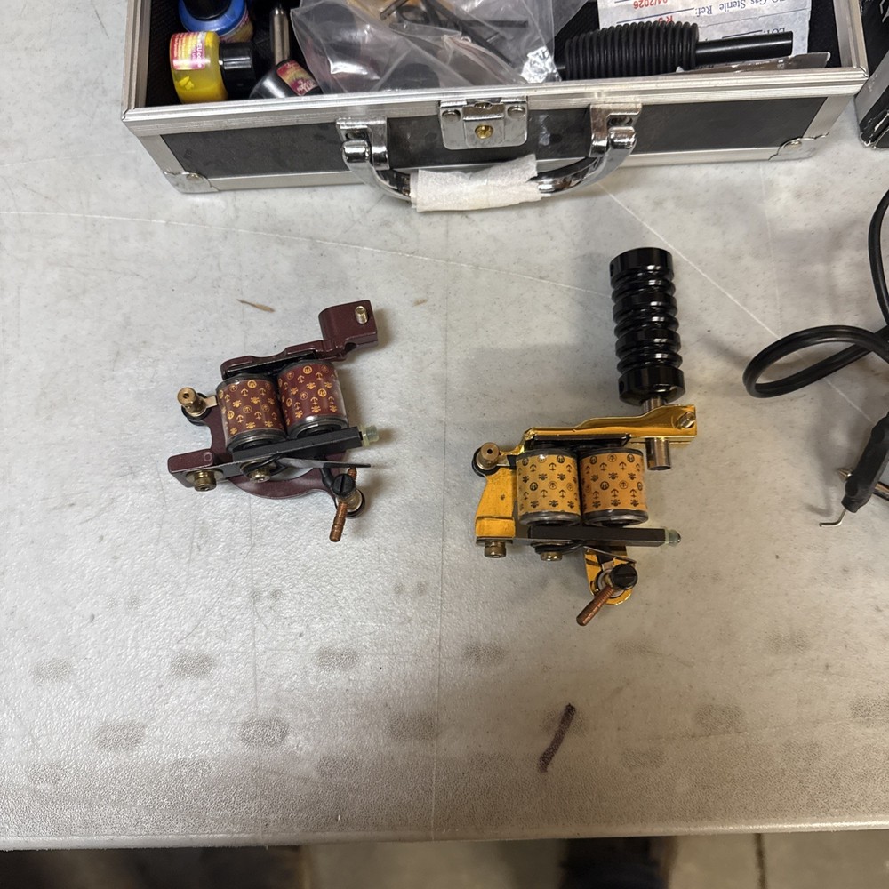 Two Tattoo Guns  Power Supply Shading Needles Misc Ink
